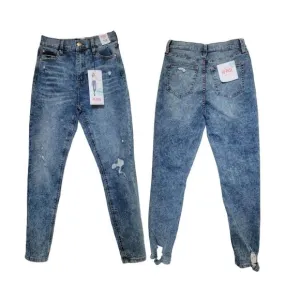 🤩 Women's Ankle Skinny Jeans Size 7/28 High Rise Acid Wash Blue Distressed New