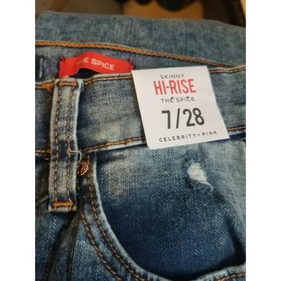 🤩 Women's Ankle Skinny Jeans Size 7/28 High Rise Acid Wash Blue Distressed New