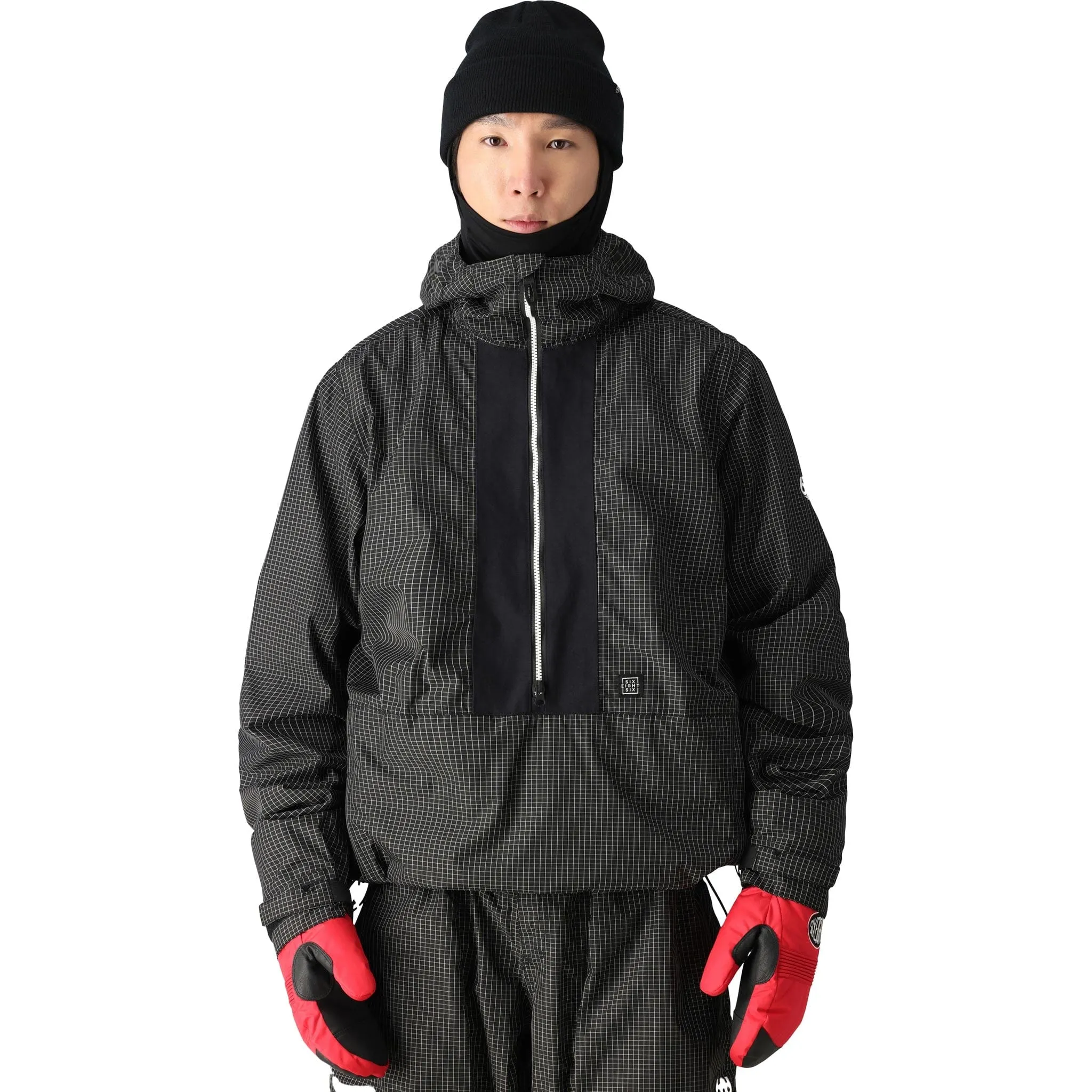 686 Ghost 2.5L Anorak Black Grid Colorblock 2025