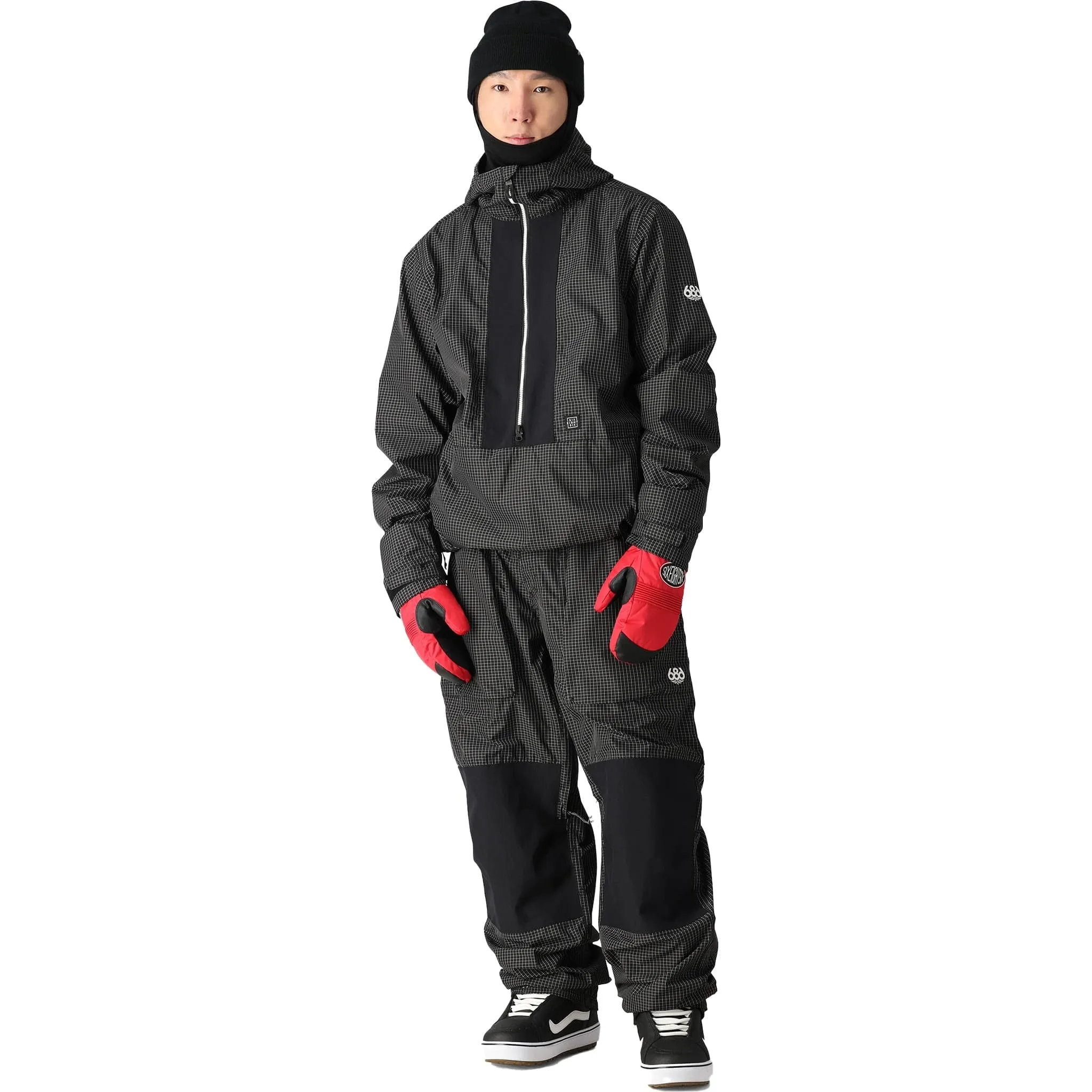 686 Ghost 2.5L Anorak Black Grid Colorblock 2025