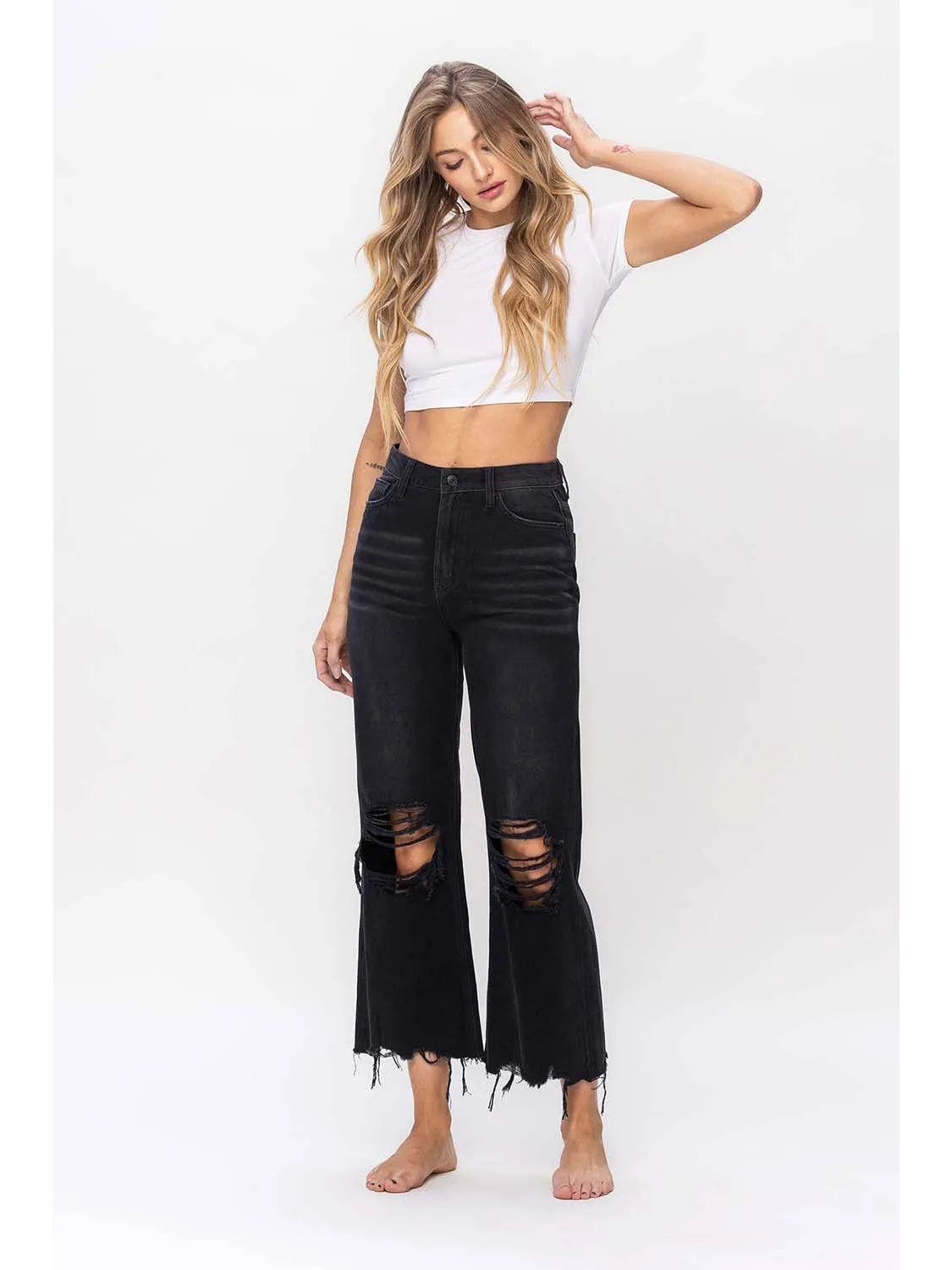 90's Vintage Crop Flare Jeans