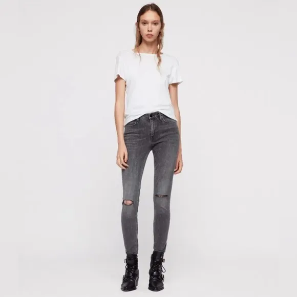 A44. ALL SAINTS Grace Distressed Skinny Jeans