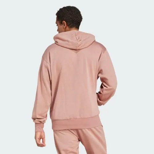 Adidas Mens Essentials Feel Cozy Hoodie Warm Clay/White