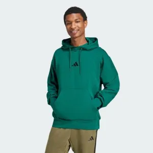 Adidas Mens Feelcozy Fleece Hoodie Collegiate Green/Black