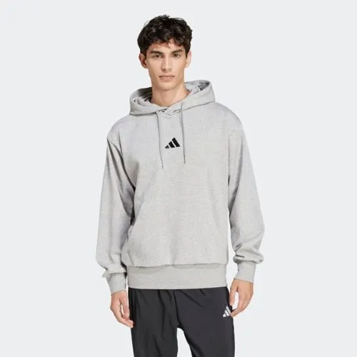 Adidas Mens Feelcozy Fleece Hoodie Medium Grey Heather/Black