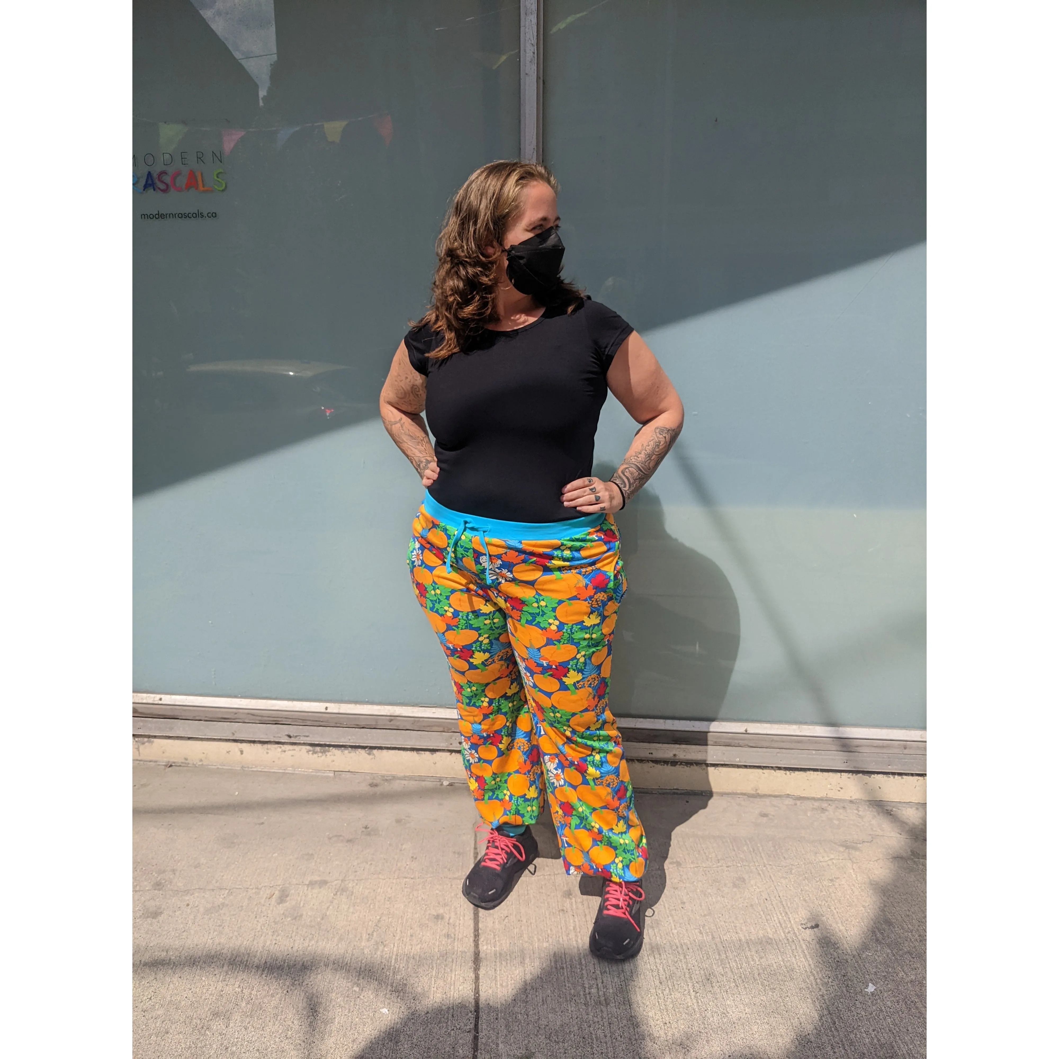 Adult's Autumn Garden - Blue Baggy Pants