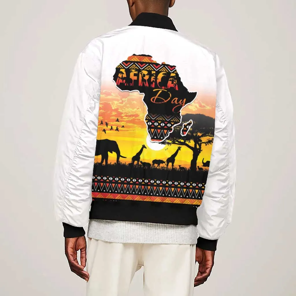 Africa Day Bomber Jacket Safari With Map - African Pattern LT15
