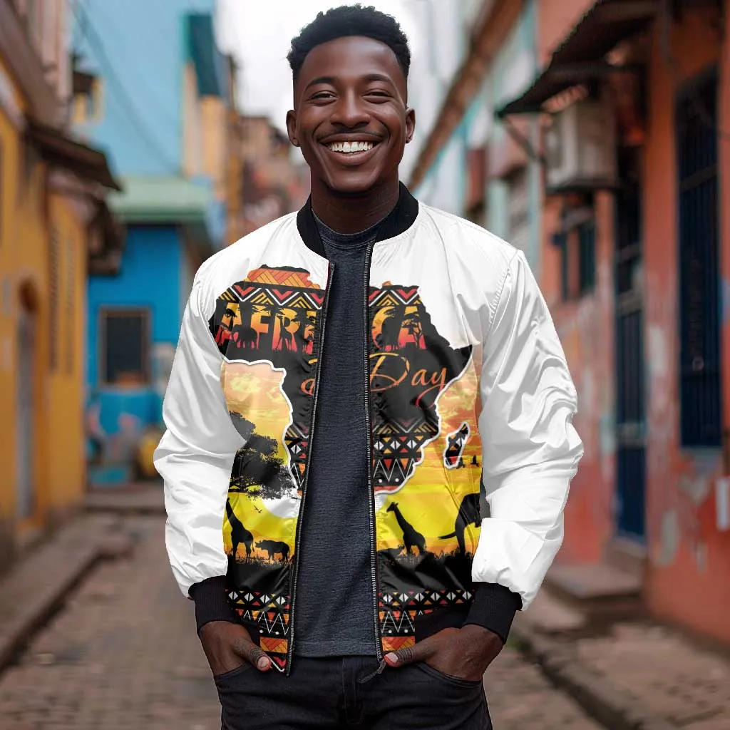 Africa Day Bomber Jacket Safari With Map - African Pattern LT15
