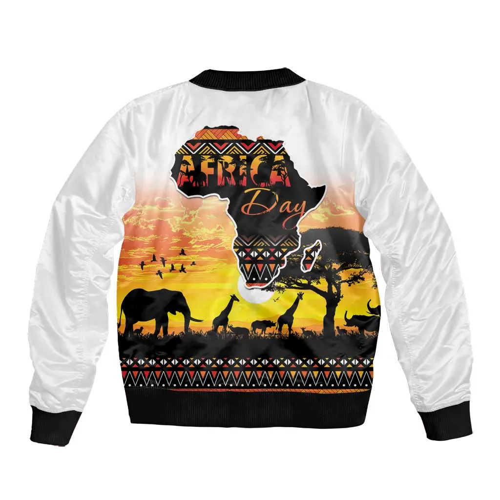Africa Day Bomber Jacket Safari With Map - African Pattern LT15