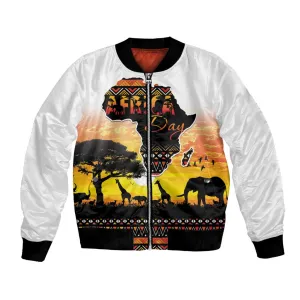 Africa Day Bomber Jacket Safari With Map - African Pattern LT15