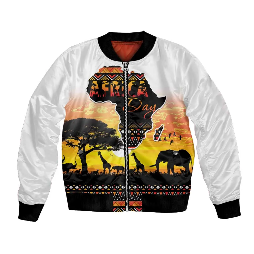 Africa Day Bomber Jacket Safari With Map - African Pattern LT15