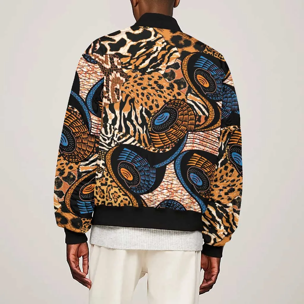 African Ankara Motifs Mixed Animal Skins Bomber Jacket LT9