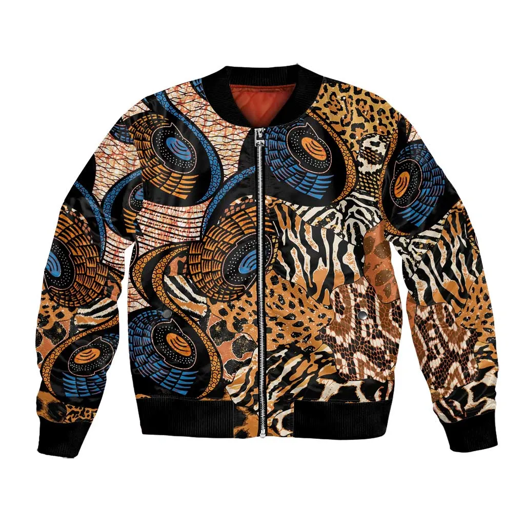 African Ankara Motifs Mixed Animal Skins Bomber Jacket LT9