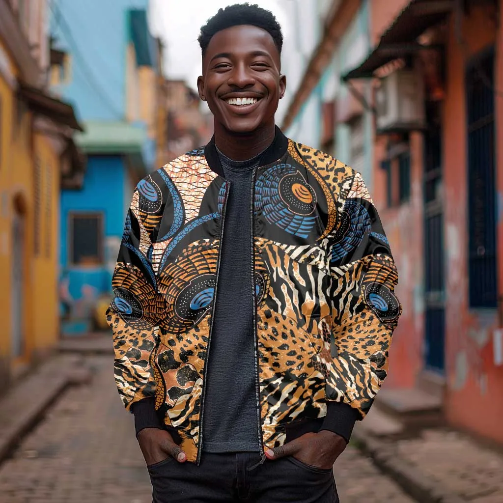 African Ankara Motifs Mixed Animal Skins Bomber Jacket LT9