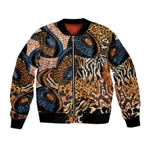 African Ankara Motifs Mixed Animal Skins Bomber Jacket LT9