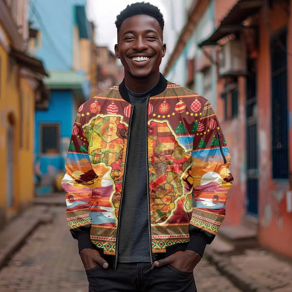 African Christmas Sleeve Zip Bomber Jacket Afro Heritage and Celebrated DT03