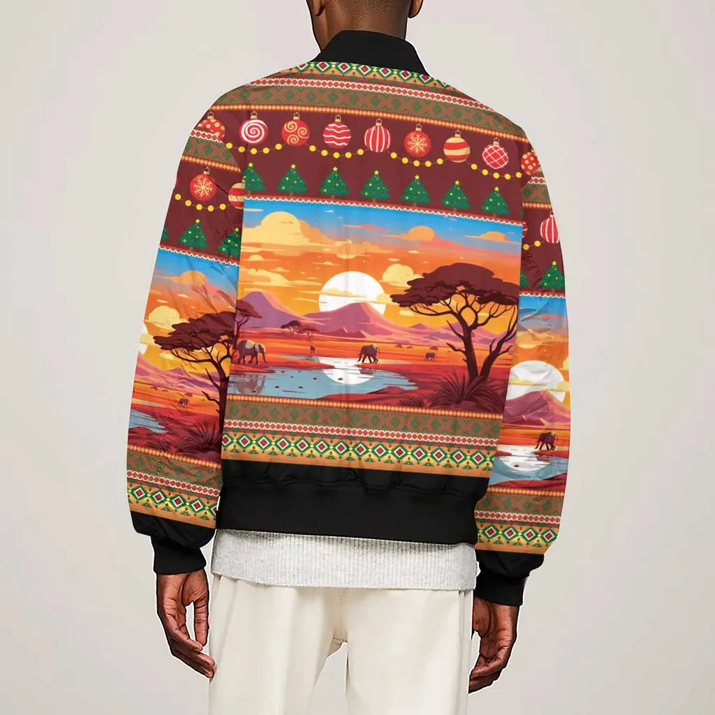 African Christmas Sleeve Zip Bomber Jacket Afro Heritage and Celebrated DT03