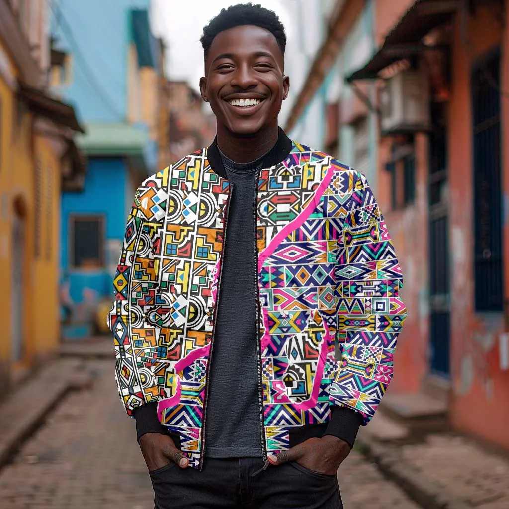 African Ndebele Pattern Bomber Jacket DT02