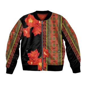 Afro Beauty Clivia Miniata Flowers Bomber Jacket LT9