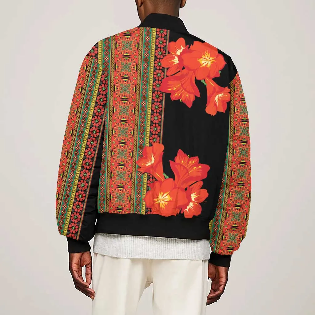 Afro Beauty Clivia Miniata Flowers Bomber Jacket LT9