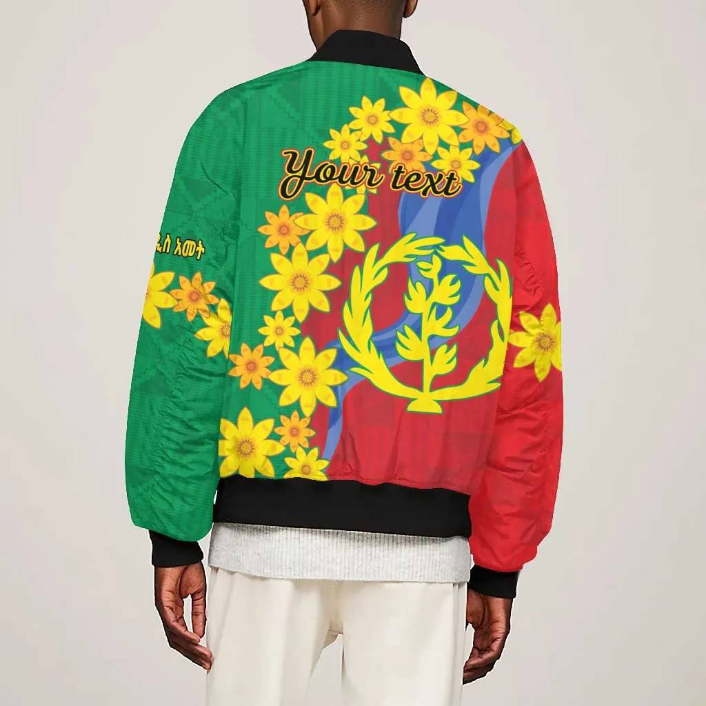 Afro Eritrea New Year Personalized Bomber Jacket Enkutatash Adey Abeba Flower Art LT9