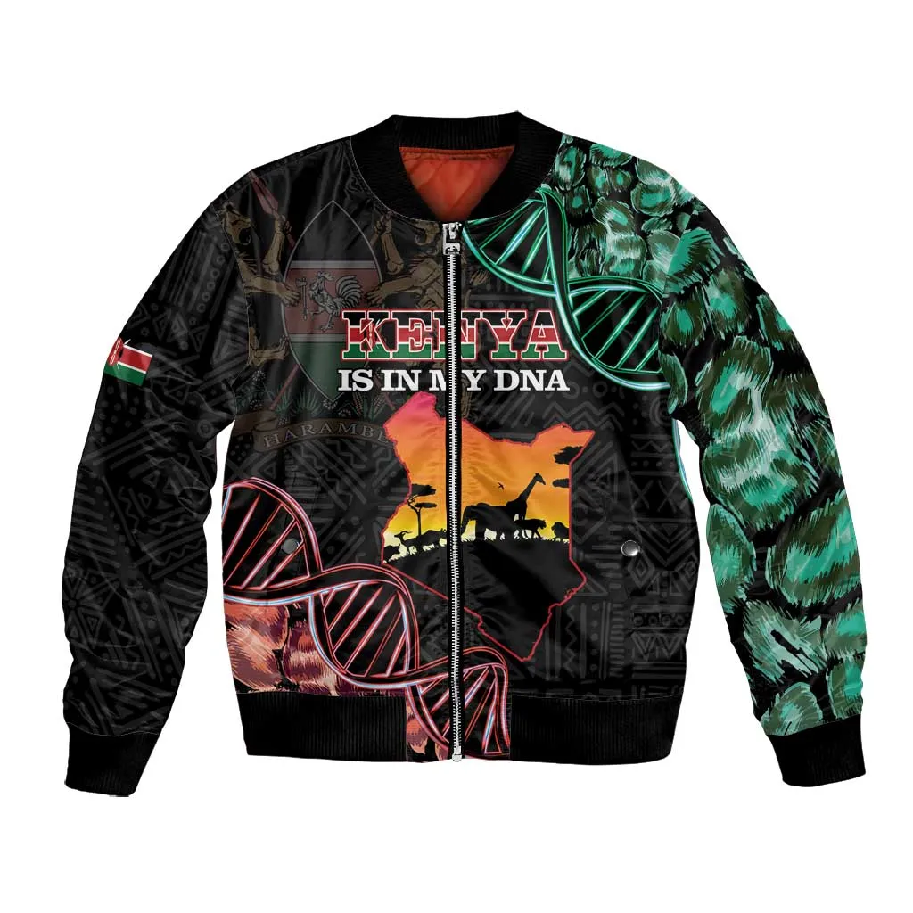 Afro Kenya Bomber Jacket Kenyan Is In My DNA - Jamhuri Day LT14