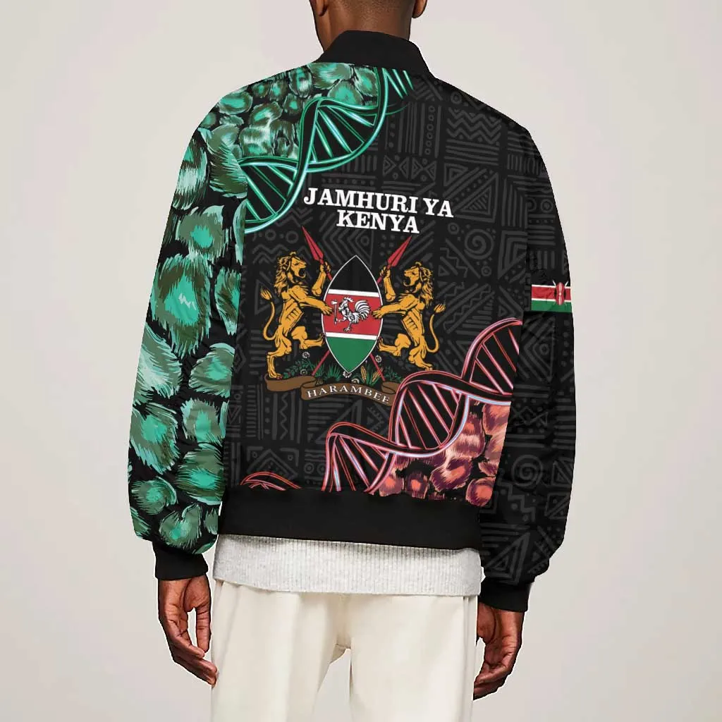 Afro Kenya Bomber Jacket Kenyan Is In My DNA - Jamhuri Day LT14