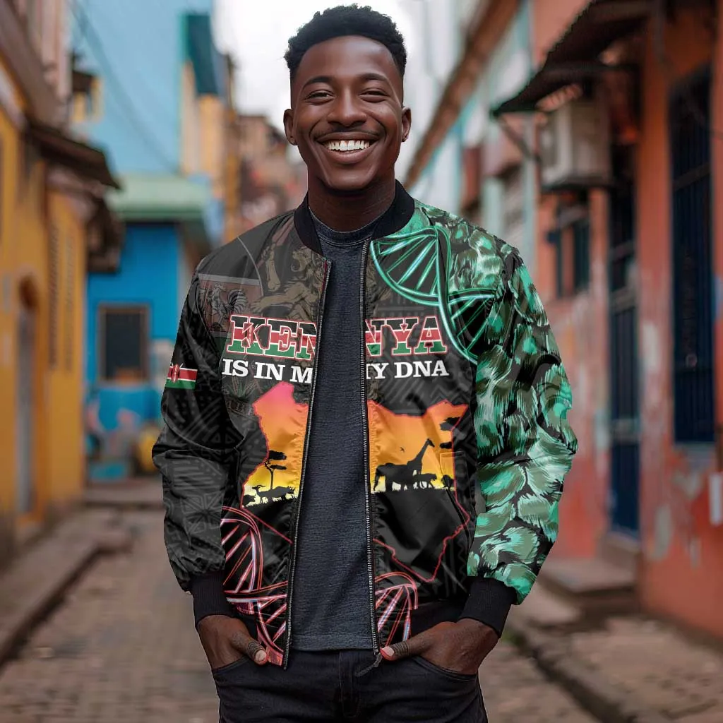 Afro Kenya Bomber Jacket Kenyan Is In My DNA - Jamhuri Day LT14
