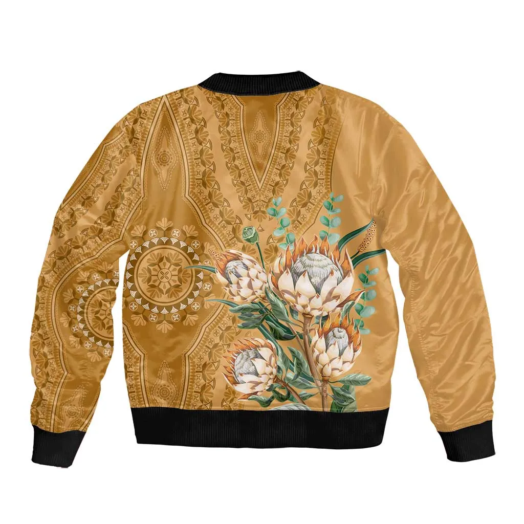 Afro King Proteas Dashiki Motif Bomber Jacket Gold Style LT9