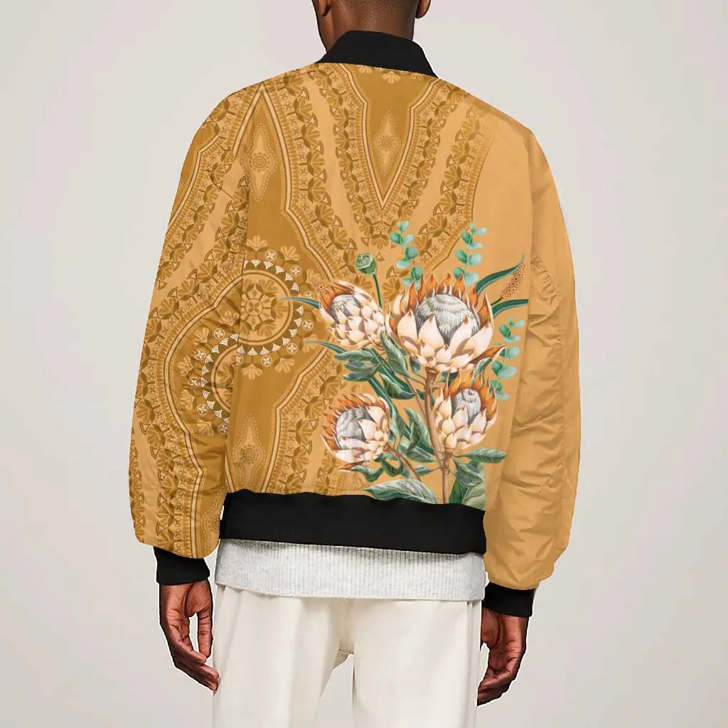 Afro King Proteas Dashiki Motif Bomber Jacket Gold Style LT9