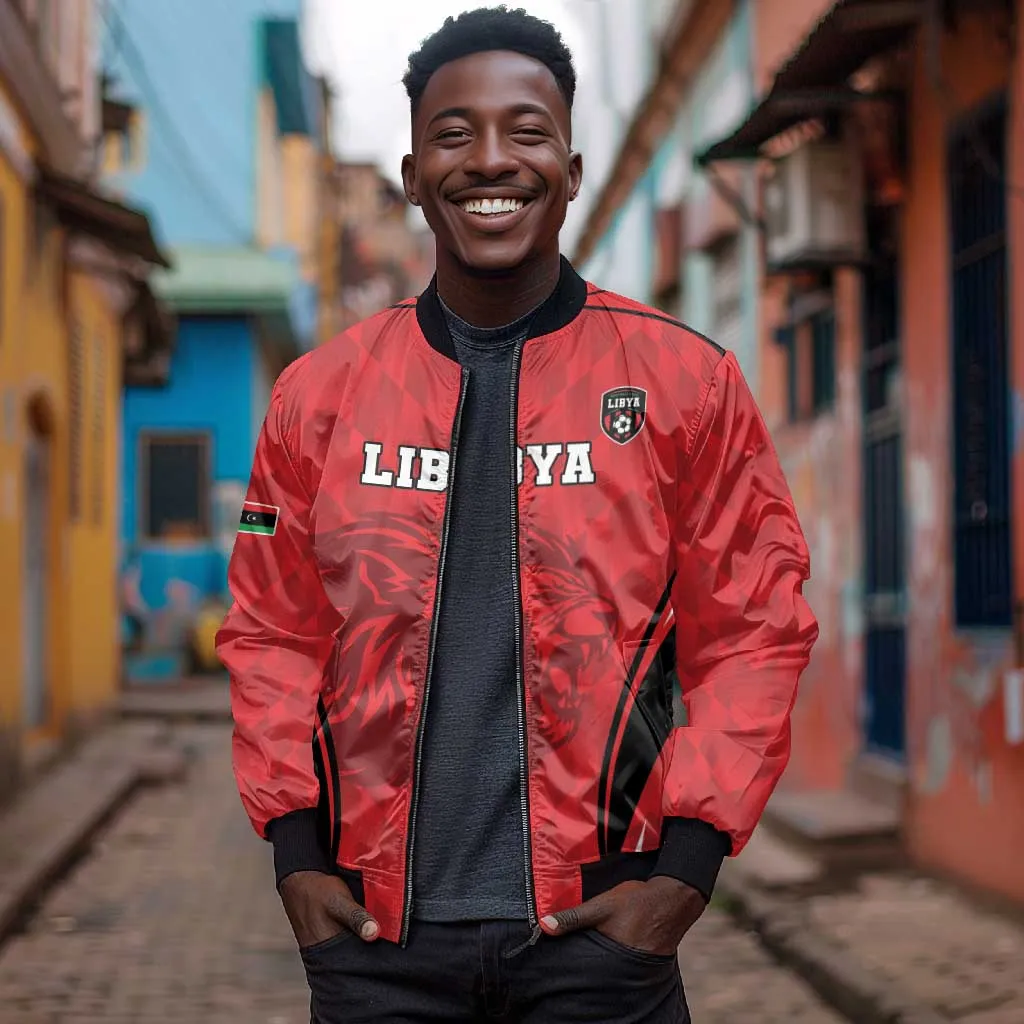 Afro Libya Football Custom Bomber Jacket Barbary Lion - Sporty Style LT15