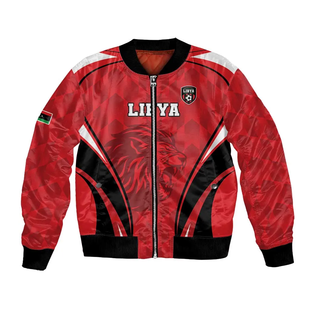 Afro Libya Football Custom Bomber Jacket Barbary Lion - Sporty Style LT15