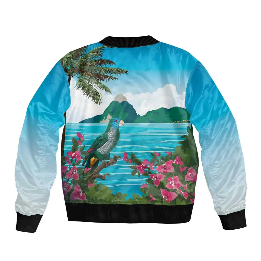 Afro-Saint Lucians Bomber Jacket Pitons Landscape LT7