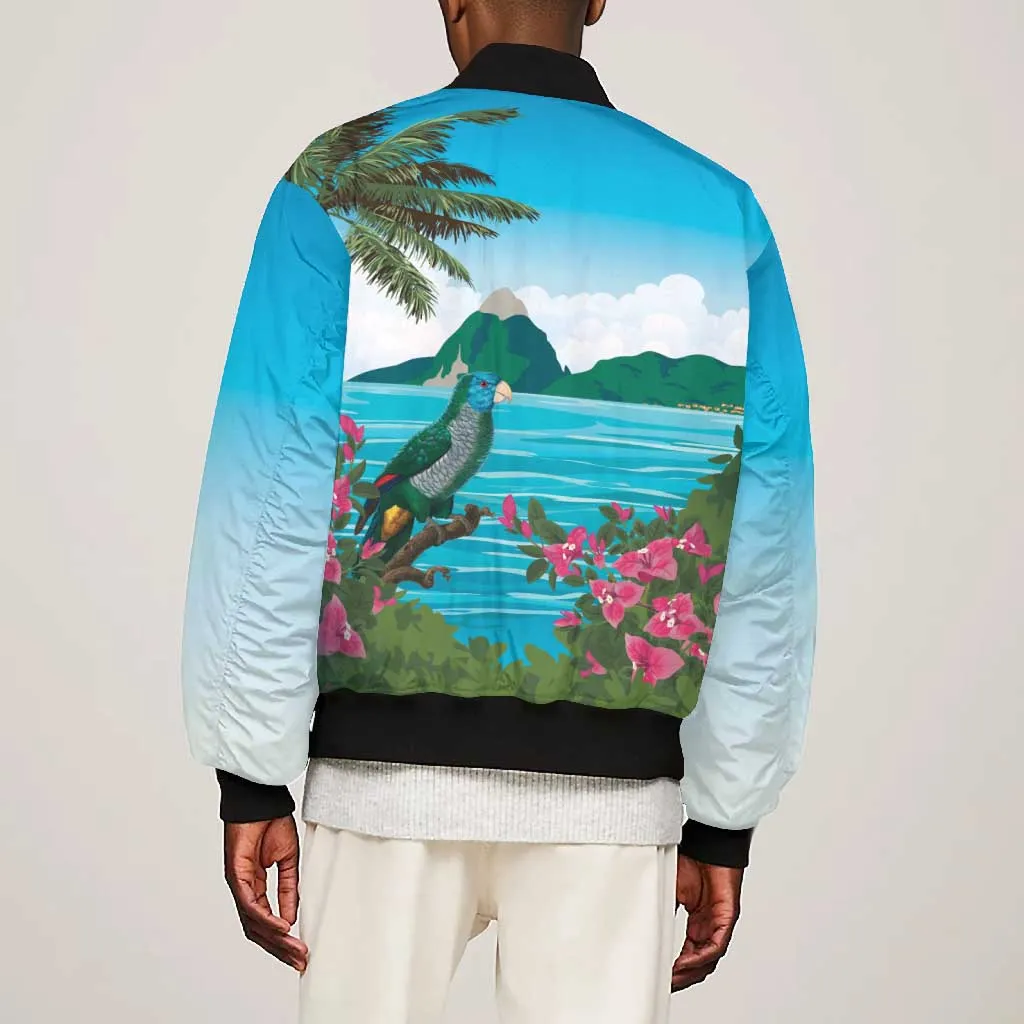 Afro-Saint Lucians Bomber Jacket Pitons Landscape LT7