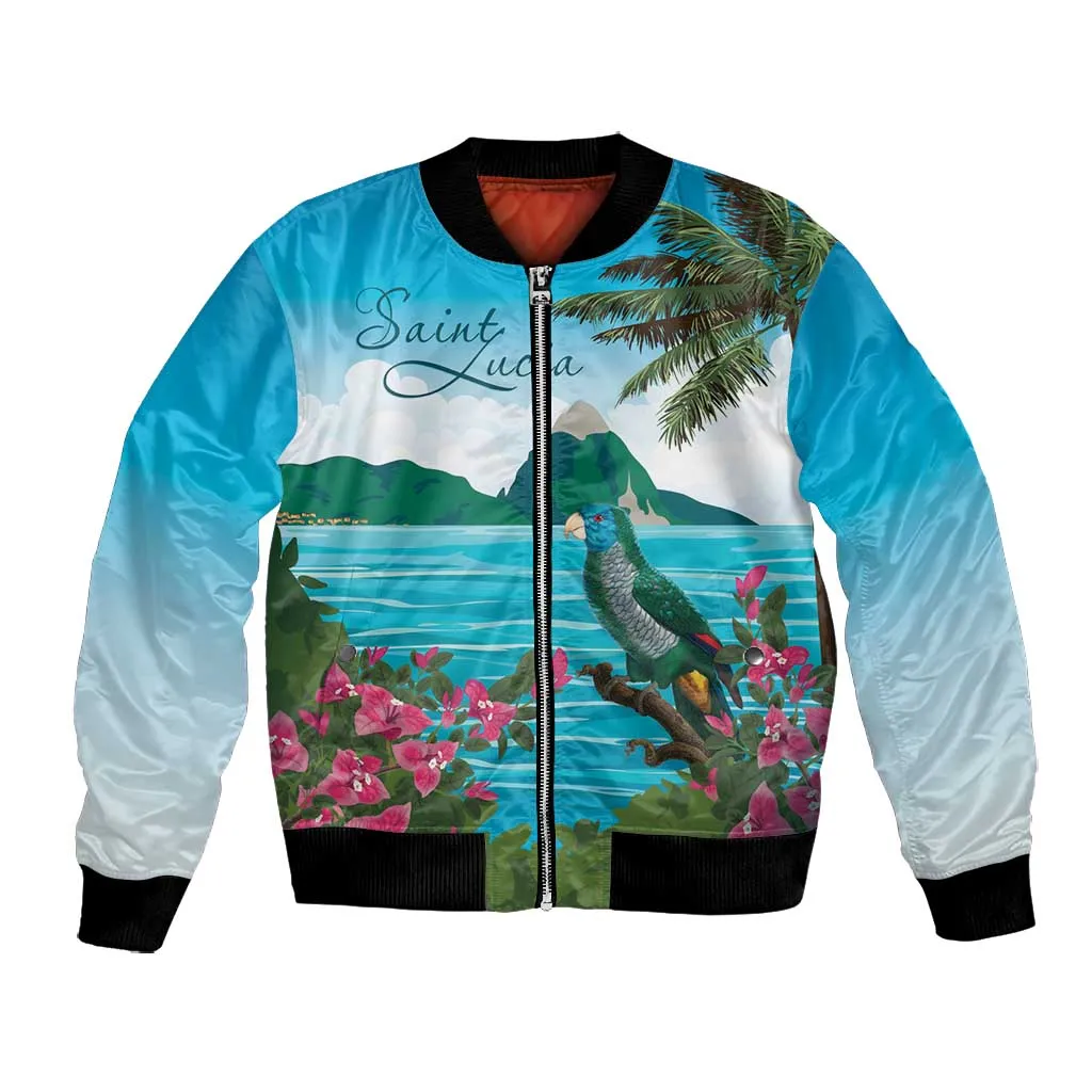 Afro-Saint Lucians Bomber Jacket Pitons Landscape LT7