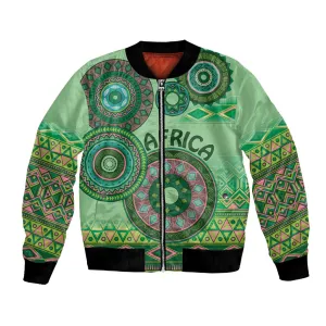 Afro Tribal Traditional Pattern Bomber Jacket Green Motif LT9