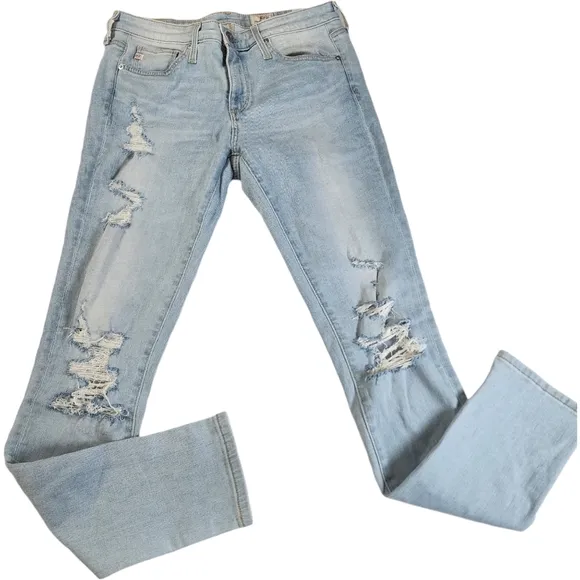 Ag Adriano Goldschmied The Legging Ankle Distressed Light Wash Size 26