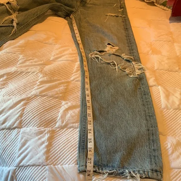 AGOLDE 90’s Jeans Distressed Light Wash Straight Legs High Rise Grungy Boho 24