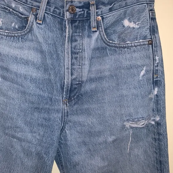 AGOLDE 90’s Jeans Distressed Light Wash Straight Legs High Rise Grungy Boho 24
