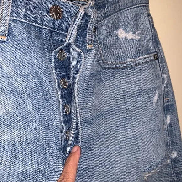 AGOLDE 90’s Jeans Distressed Light Wash Straight Legs High Rise Grungy Boho 24
