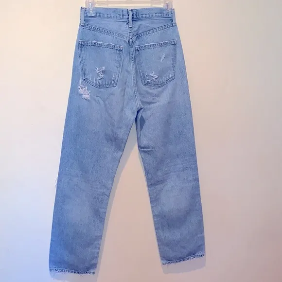 AGOLDE 90’s Jeans Distressed Light Wash Straight Legs High Rise Grungy Boho 24