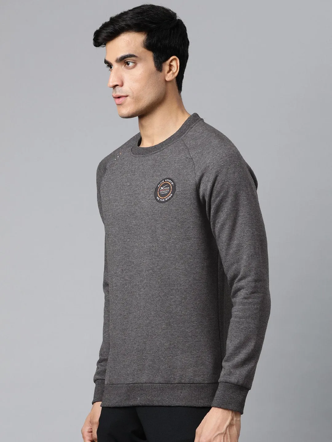 Alcis Men Grey Solid Sweatshirt