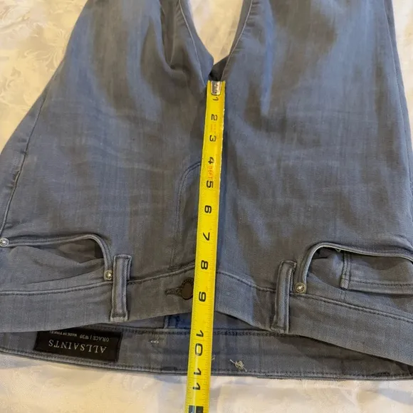 All Saints Grace Slashed Moto Distressed Skinny Jeans Sz 30 mid rise ankle gray