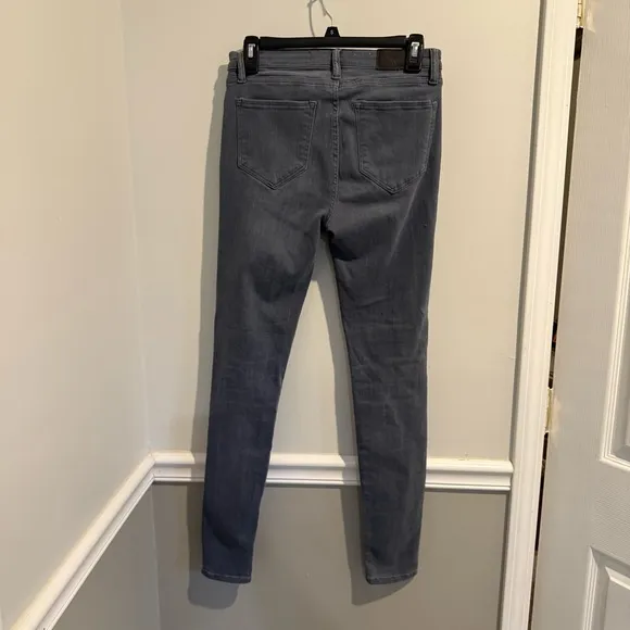 All Saints Grace Slashed Moto Distressed Skinny Jeans Sz 30 mid rise ankle gray