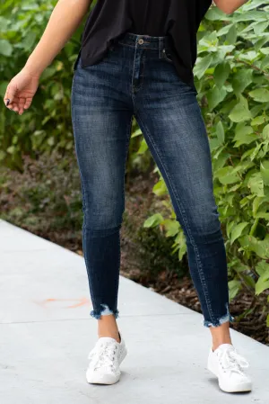 Alyssa High Rise Distressed Hem Ankle Skinny Regular & Plus Sizes