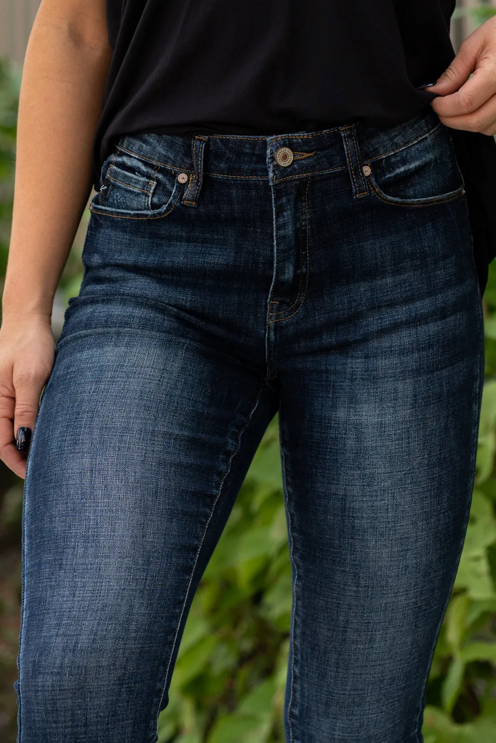 Alyssa High Rise Distressed Hem Ankle Skinny Regular & Plus Sizes