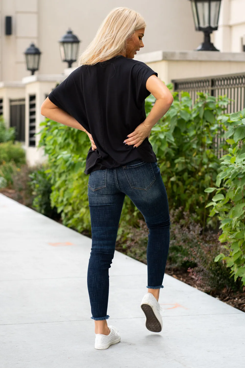 Alyssa High Rise Distressed Hem Ankle Skinny Regular & Plus Sizes