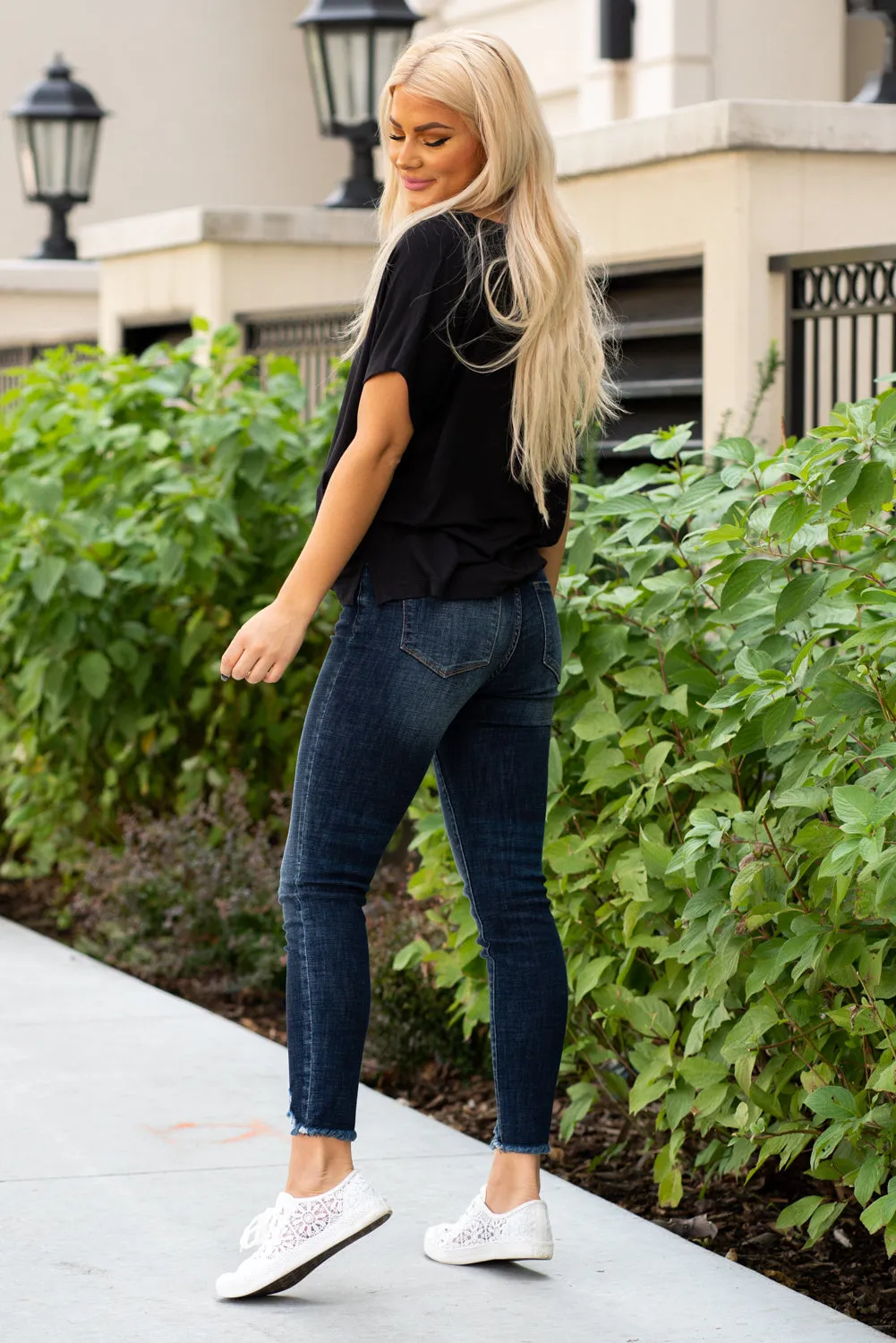 Alyssa High Rise Distressed Hem Ankle Skinny Regular & Plus Sizes