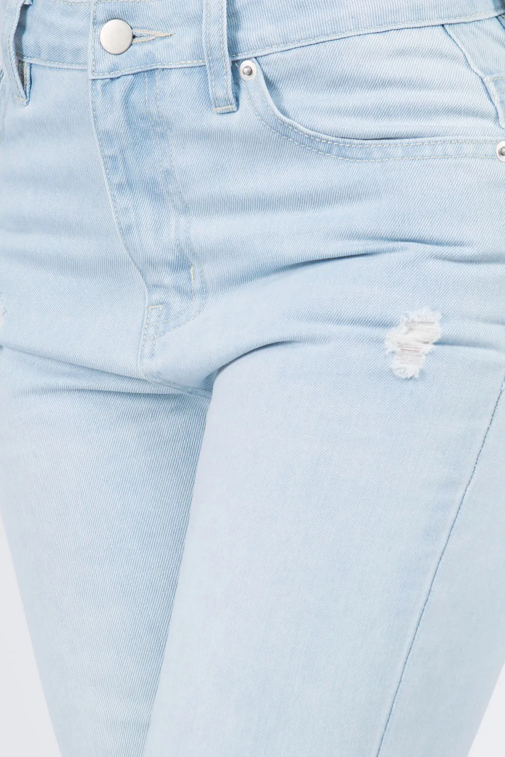 American Bazi High Waist Distressed Raw Hem Jeans for Women