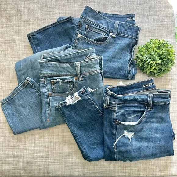 American Eagle stretch Jean bundle, retro styles (2011-2012), lots of character!